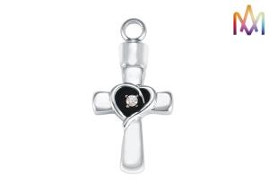 Quality 19.5x38.5MM Rustproof Cross Urn Engraved Necklace Charms wholesale