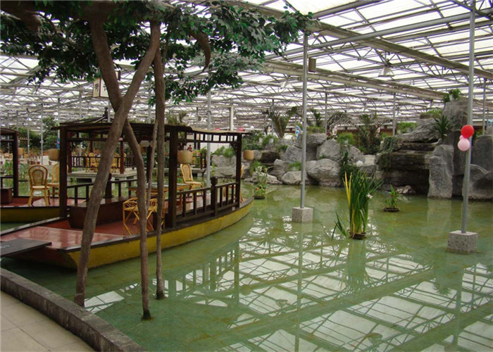 Steady Structure Double Wall Greenhouse , Polycarbonate Greenhouse High Corrosion Resistance