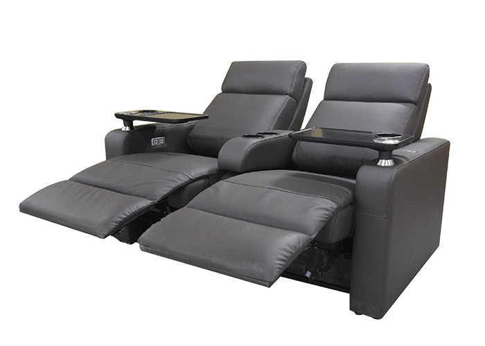 Black Upholstery Leather Cinema Theater Recliner Sofa
