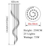 Long Crystal Staircase Chandelier Modern Design Indoor Lighting(WH-NC-100)