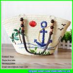 LDMC-072 wholesale embroidery ship spear straw totes beaded shoulders straw bags