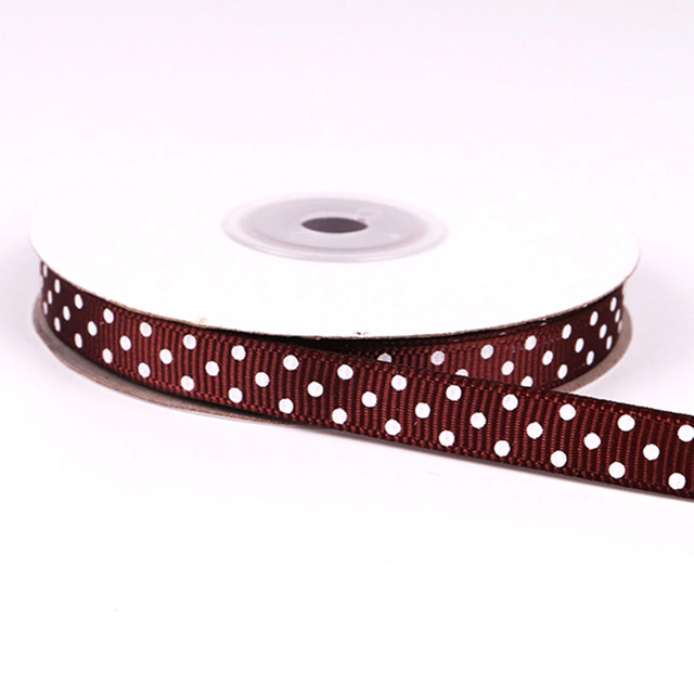 high quality for gift promotion colorful polka dot printed polyester grosgrain ribbon