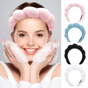 Quality Spa Headband for Women Sponge Puffy Makeup Headband Spa Headband Terry Towel Cloth Fabric Head Band Yoga Washing Face wholesale
