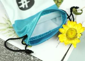 Quality Double Drawstring Microfiber Glasses Pouch Full Digital Printing Logo With Woven Label wholesale