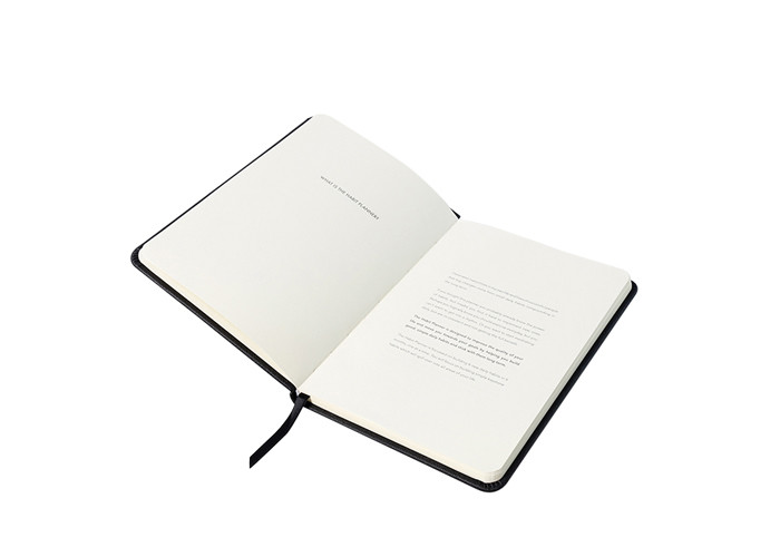 Black Linen Custom Hardcover Book Printing Offset Paper With Ribbon Bookmark Black Inner
