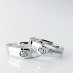 Diamonds Thick Texture Men19 Women14 18K Gold Couple Rings