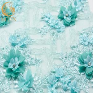 Quality Fashionable Luxury 3D Flower Lace Fabric Embroidery Beaded Sequins Lace Fabric wholesale