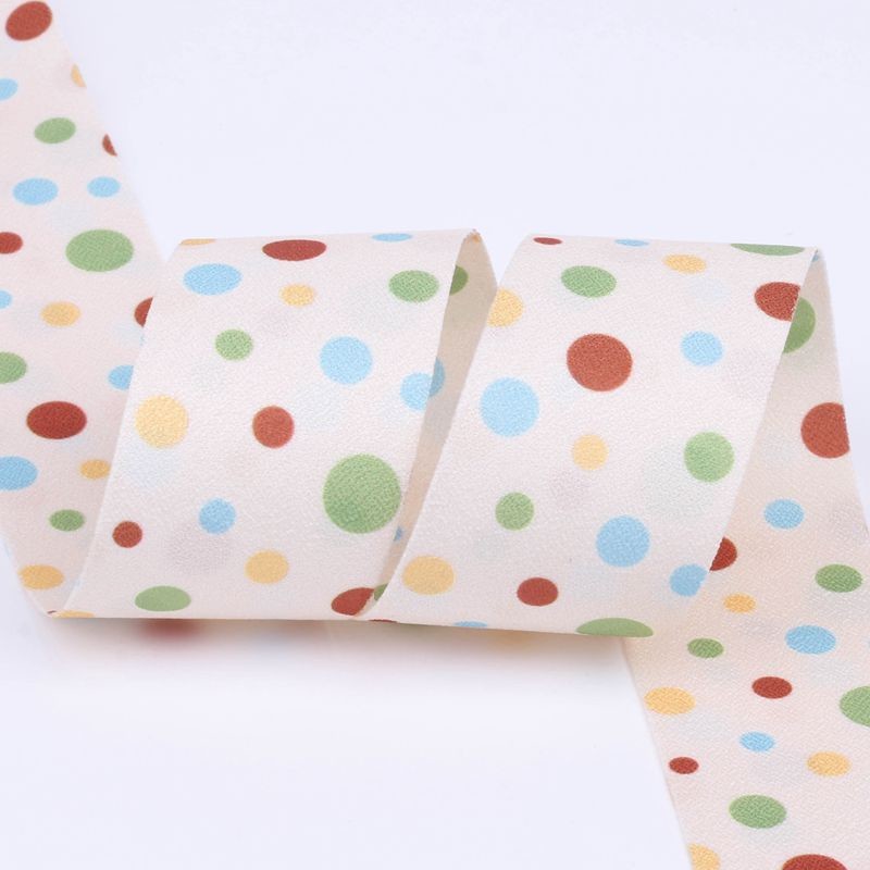 Round Dot Printed Polyester Ribbon 25mm-38mm Cotton Christmas Ribbon