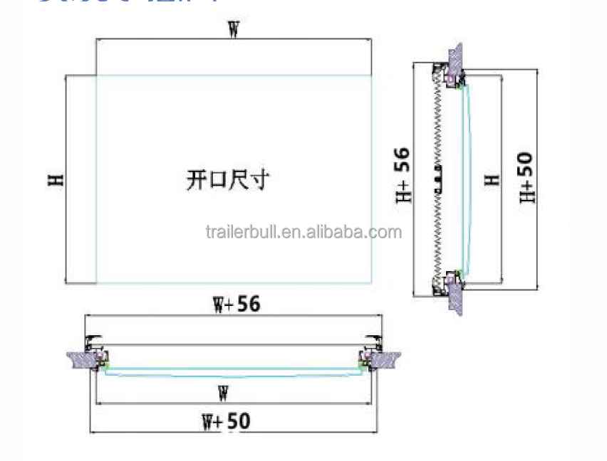 Natural Color/Grey Window Frame for Customizable Tempered Glass Expedition RV Windows