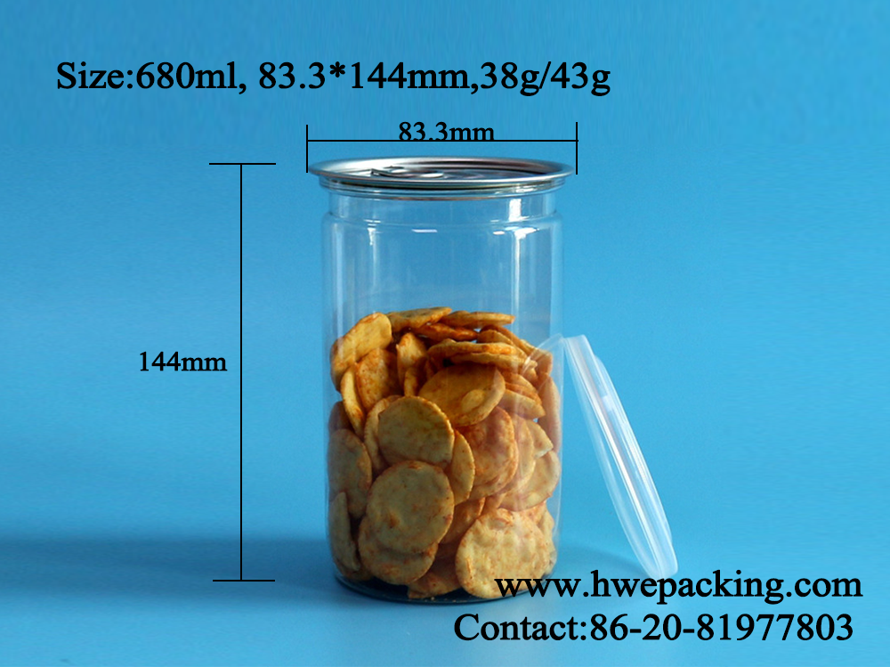 Print Logo 680ml Blank PET Can Food Grade Spice Plastic Canning Cans