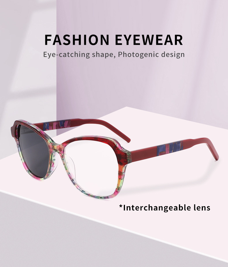 Fancy Surface Acetate Frame Glasses Durable Can Change Lenses