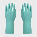 Green Color Cotton Flocklined Household Kittchen Rubber Gloves Oil Resistance