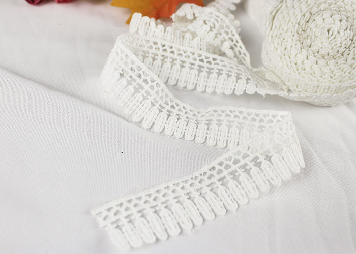Milk Silk Polyester Embroidered Lace Trim For Dress / Garments Indian Style
