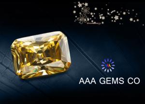 Quality High Hardness Yellow Colored Moissanite , Radiant Cut Moissanite wholesale