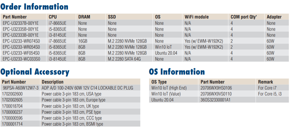 Advantech Embedded PCs EPC-U Series EPC-U32337B-00Y1E ,price favorable