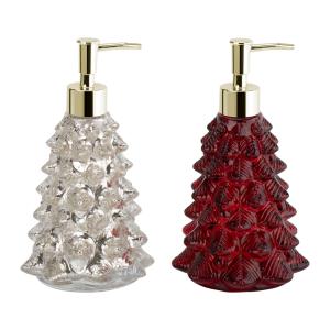 Quality Christmas Tree Shape Bath Soap Dispenser Glass Hand Soap Dispenser For Bathroom Gold Color wholesale