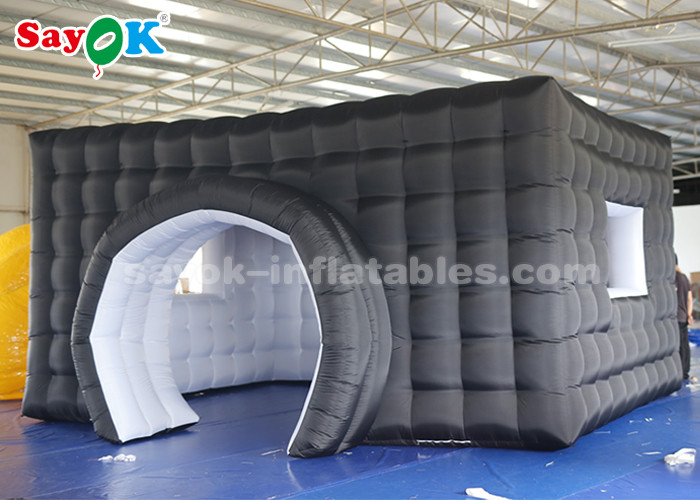 Inflatable Party Tent Black Inflatable Photo Booth With 17 Color Changing Lights / Window