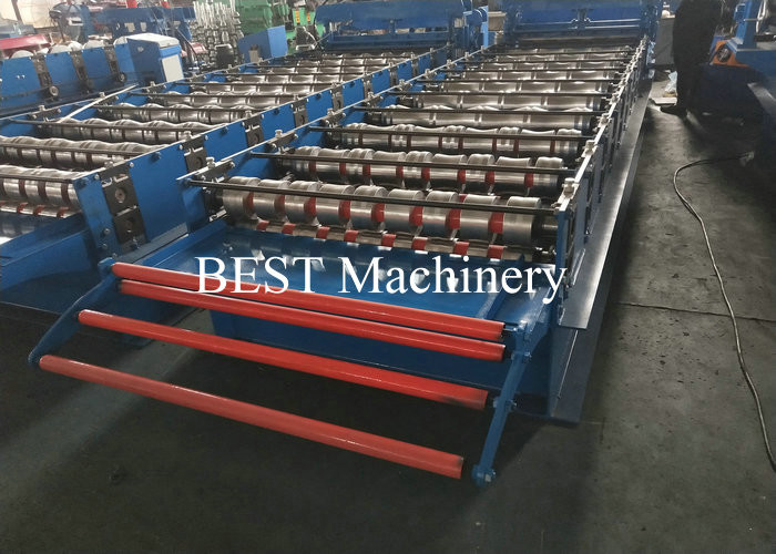 Galvanized Glaze Steel Roof Tile Roll Forming Machine , Roofing Sheet Machine