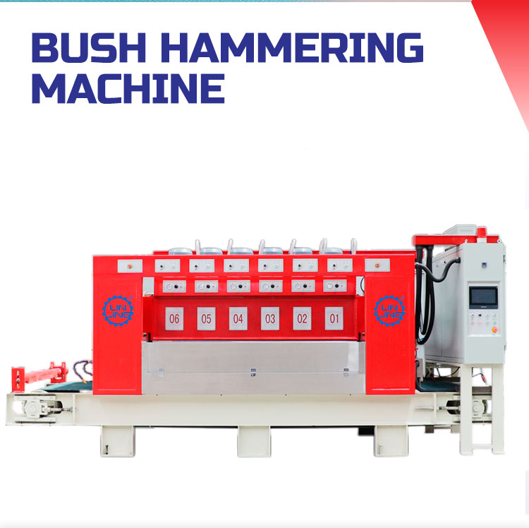 47KW LINSING Stone Slab Tile Bush Hammer Chiseled Rough Picking Marble Sandblasted Surface Granite Grinding Machine