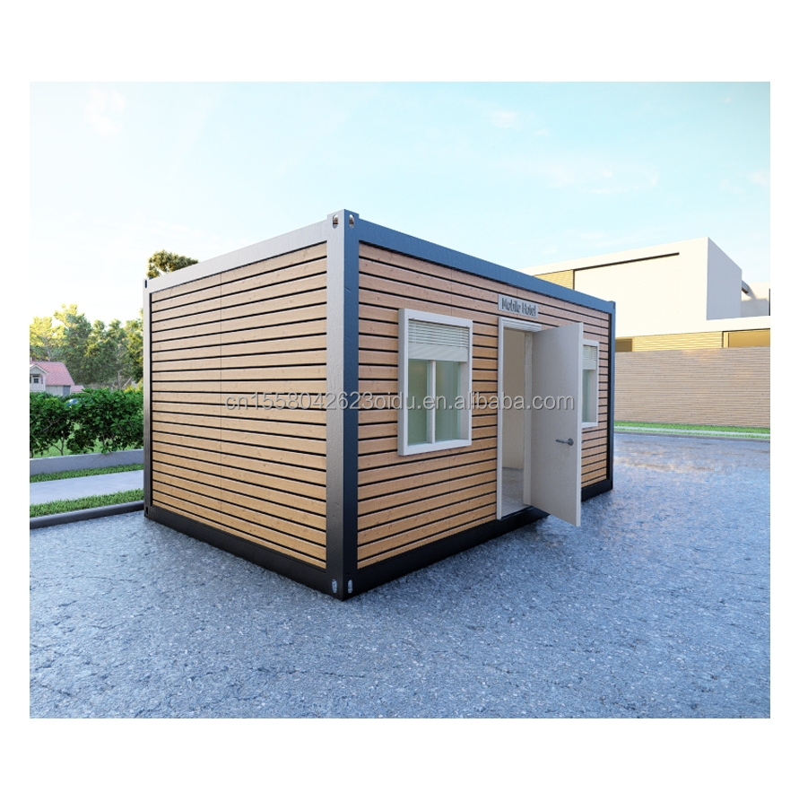 20 FT Customizable Modern Prefabricated Steel Container House with Outdoor Wooden Container and Aluminum Alloy Windows