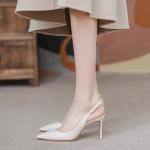 Women S Dress Shoes In Apricot Color With Chunky Heel And Strap Design For Job