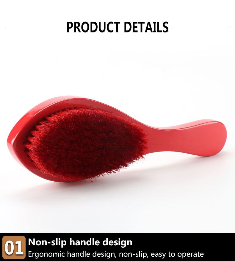 100% Pure Red Natural Boar Bristle Brush With PU Glossy Handle