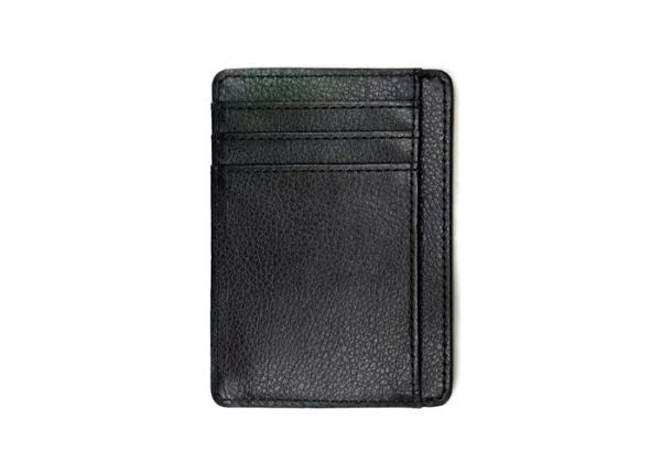 Rectangle Leather 97mm Black Credit Card Organizer Wallet Custom Logo Card