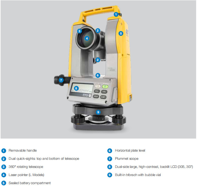 DT-300 Series Electronic Digital Theodolite DT-305 DT-307 DT-309 Theodolite