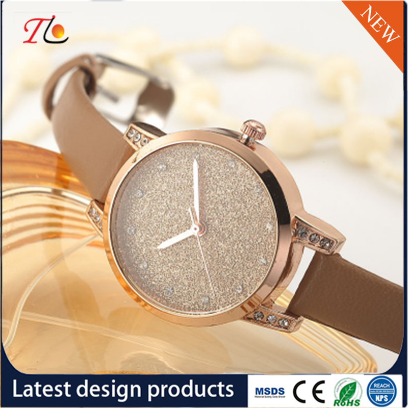 wholesale customization Pu watch alloy case quartz watch fashion watch Colorful leather band Shining diamond ladywatch