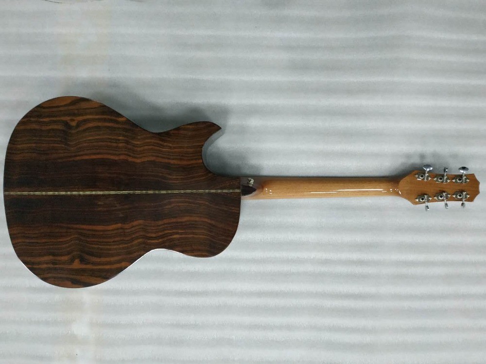 AAAA handmade all Solid ebony wood single cut guitar 14 frets imported wood armrest GA acoustic electric guitar