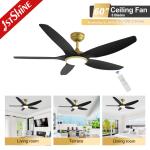 Luxury Villa Black Gold Ceiling Fan With LED light 230v 6 Speed