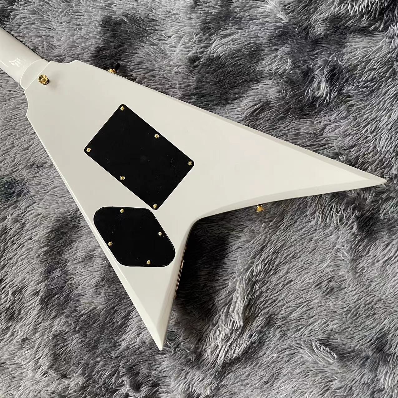Custom Grand Jack electric guitar white color in black strips with gold hardware accept guitar OEM
