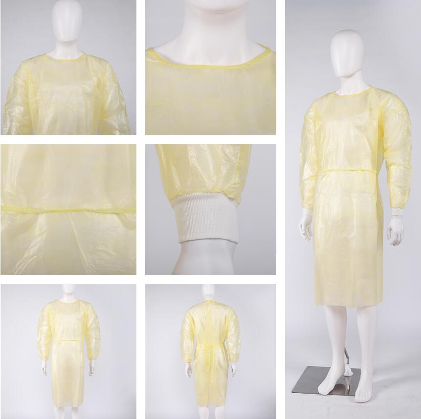 25g Impermeable Isolation Gown Disposable PPE Gowns For Sale Polyethylene Coated