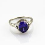 White Gold Plated 925 Silver Ring 7mmx9mm Cubic Zircon Amethyst Ring(R163)