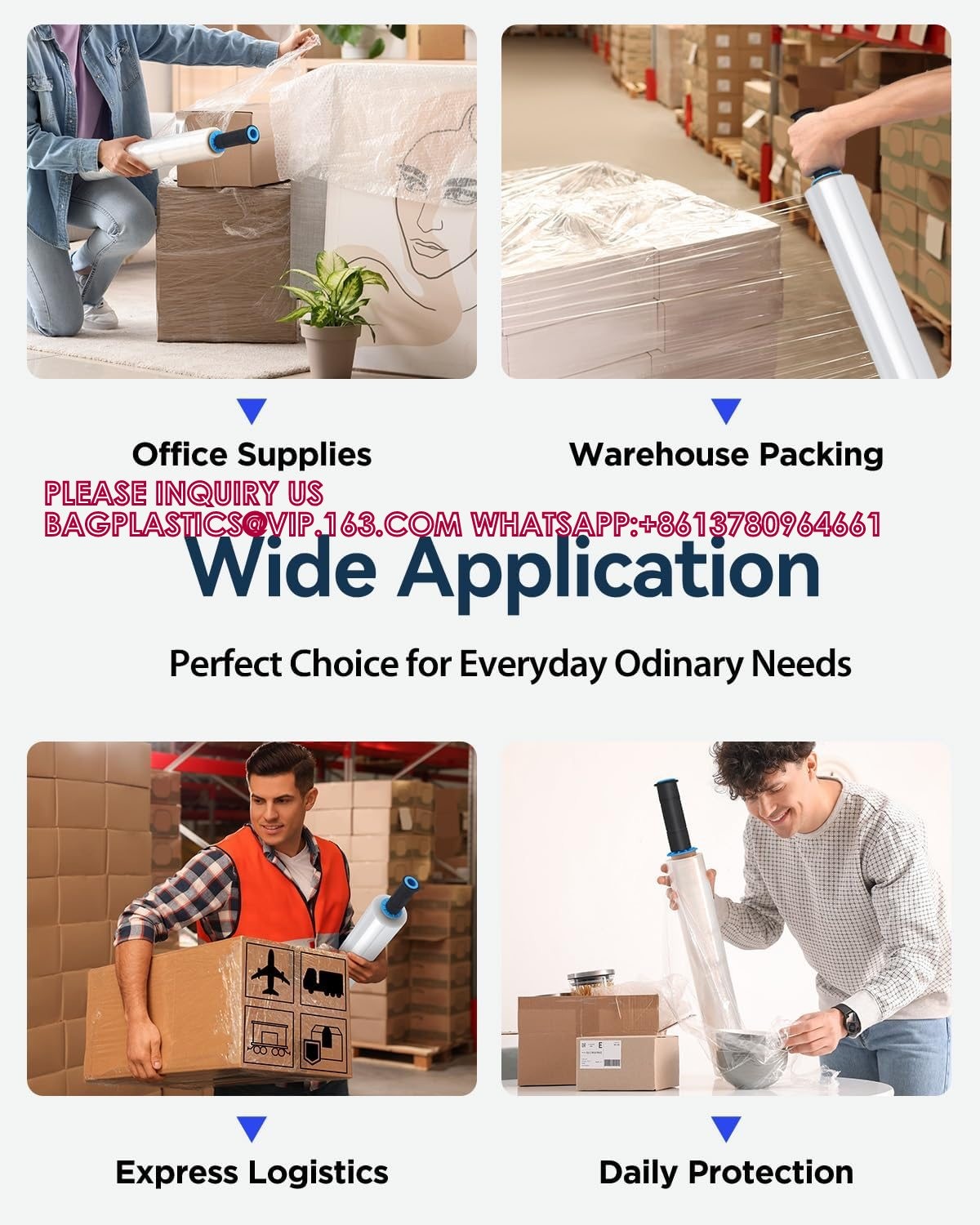 Factory Direct Sale Cheap Pallets Wrap Film Machine Wrap Plastic Stretch Film Hand PE Plastic Packaging Film