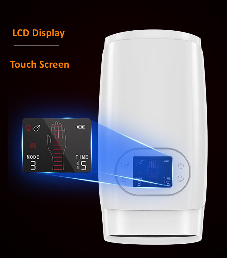 2200mah Vibration Finger Cordless Hand Massager Hot Compress LCD Touch Screen