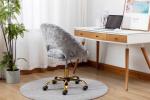 18.90”Depth Swivel Grey Velvet Bedroom Chair 8.2KGS Golden Feet Base Leg
