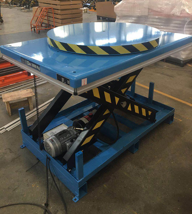 6000 Lb Hydraulic Stationary Electric Lift Scissor Lift Tables With Turntable Platform