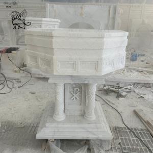 Quality Marble Holy Water Font Natural Stone Catholic Baptismal Religious Chancel Baptism Handcarved Church wholesale