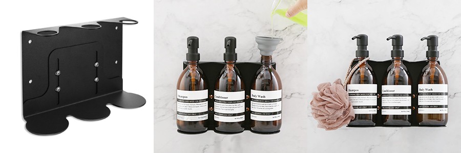 Plating Soap Shower Dispenser Holder for Wall Mount Three-piece Set Bottles Organizer