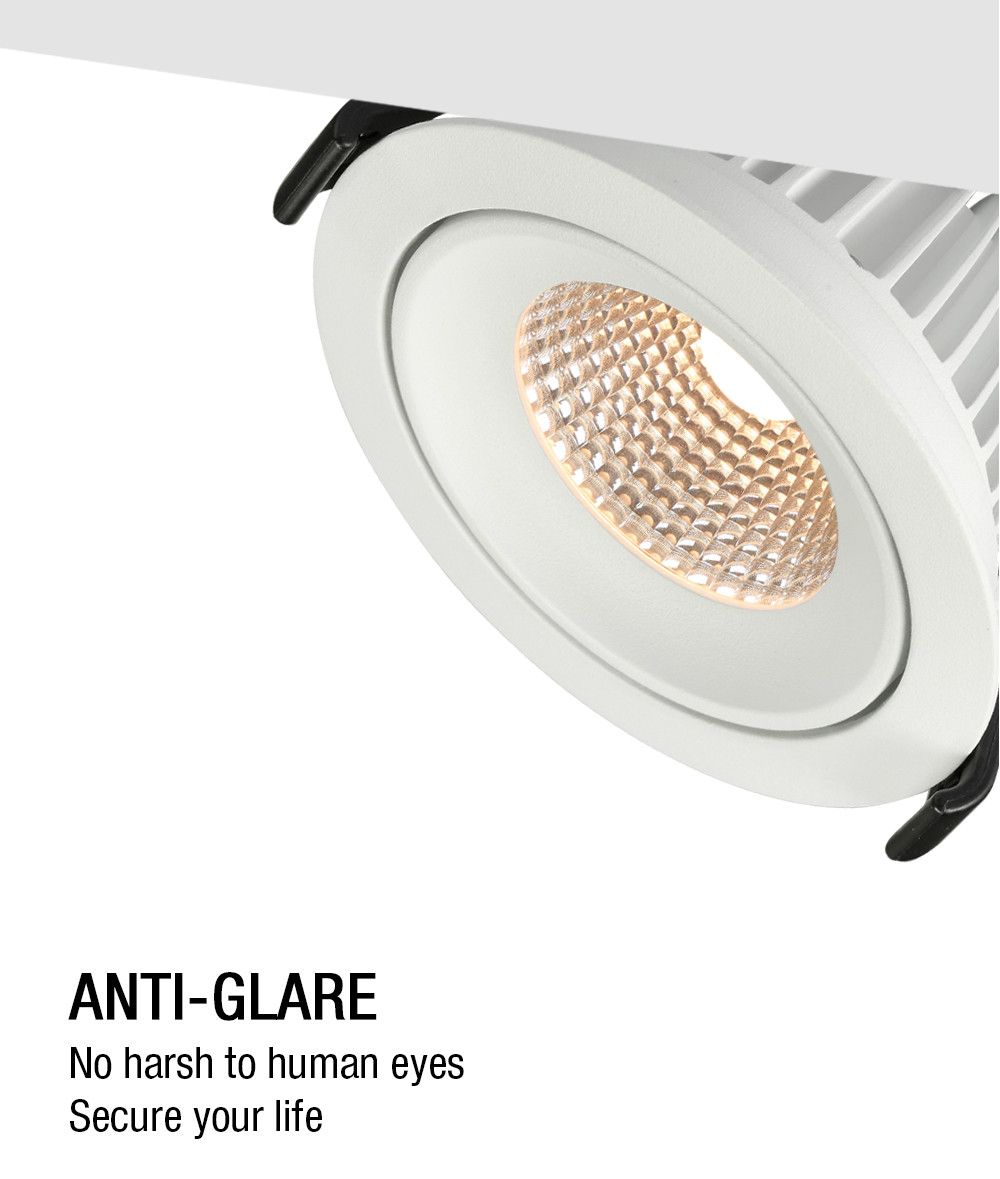 2200K-3000K CCT LED Downlight Dim To Warm 8W IP54 COB Tiltable