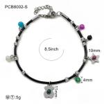 Black Leather Cord Gold Or Silver Stainless Steel Jewellry / Charm Bracelets For