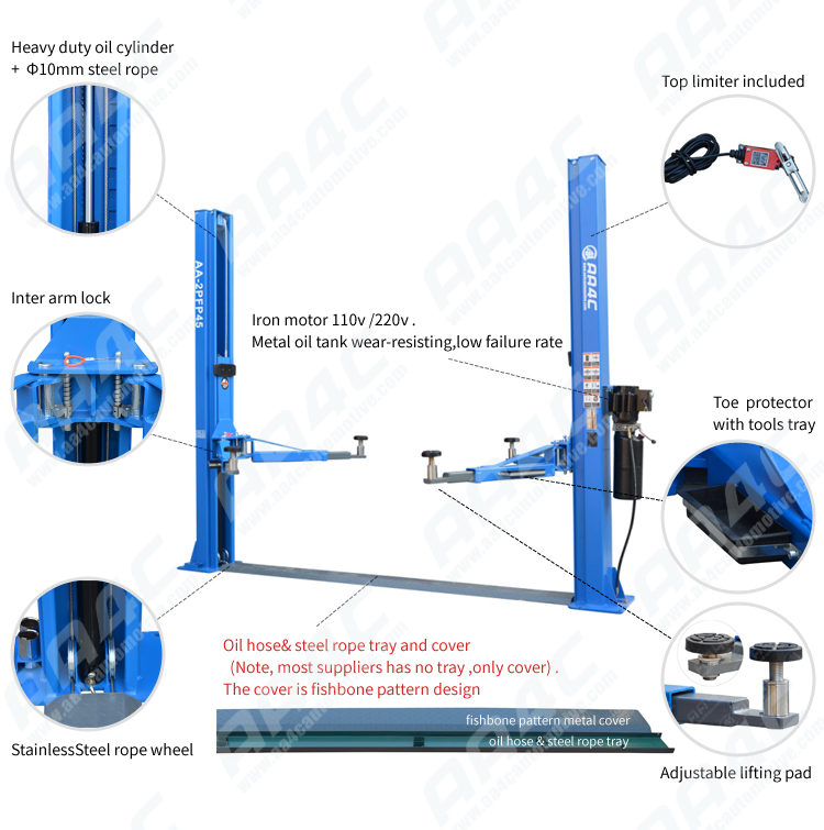 10000lbs Floorplate 2 Post Car Lift Car Parking Auto Two Post Lift 4.5T 8