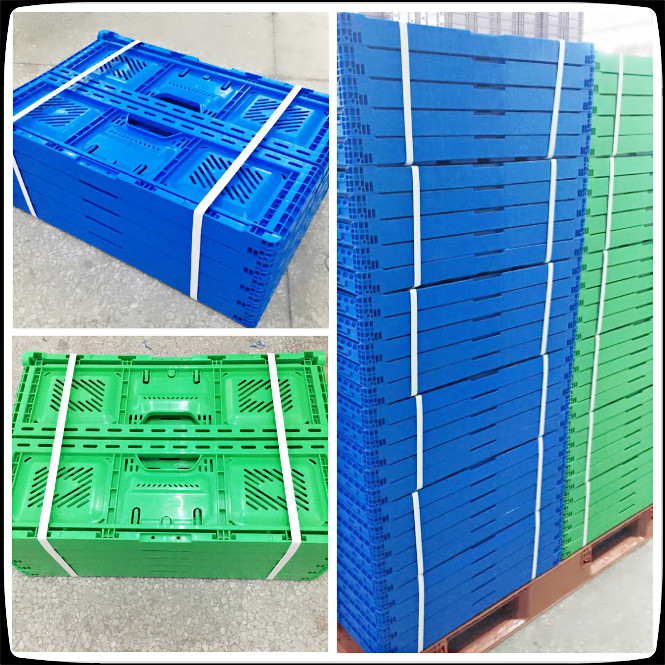 Stackable Plastic Folding Crates Supermarket Heavy Duty 23.6" X 15.7" X 9.0" 40L 32l