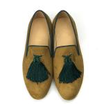 Yellow Mens Velvet Loafers Customized Color Cotton Fabric Lining Material
