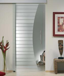 Quality Interior Sliding Flat Tempered Glass , Tempered Glass Office Door wholesale