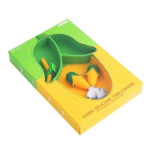 Quality 3pcs Silicone Baby Feeding Plate Set Food Grade Corn Shape Customized Size wholesale
