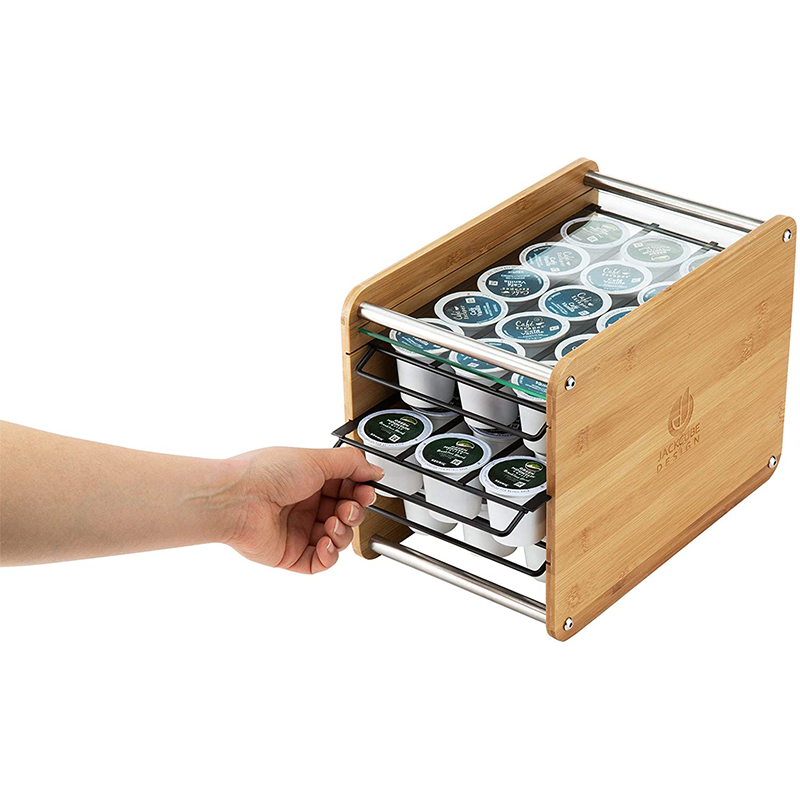 Conveniently Organize Your Coffee Pods with this Sustainable Bamboo Holder and Drawer