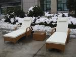 Comfortable All Weather Mobile Rattan Sun Lounger With Wheel