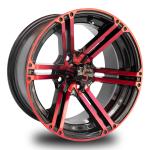 14 Inch Golf Cart Aluminum Wheels Red Gloss Black 4X4 Bolt Pattern 101.6 PCD 7